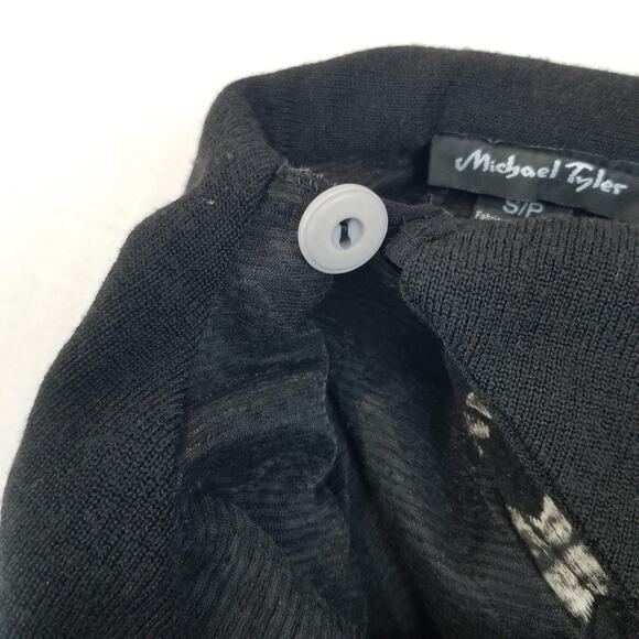 Michael Tyler Poncho Womens Small Black White Plaid Cowl Neck Wrap Made Canada - Picture 7 of 11